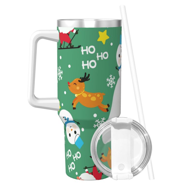 40OZ Insulated Tumbler with Handle - Christmas