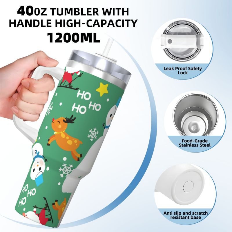 40OZ Insulated Tumbler with Handle - Christmas