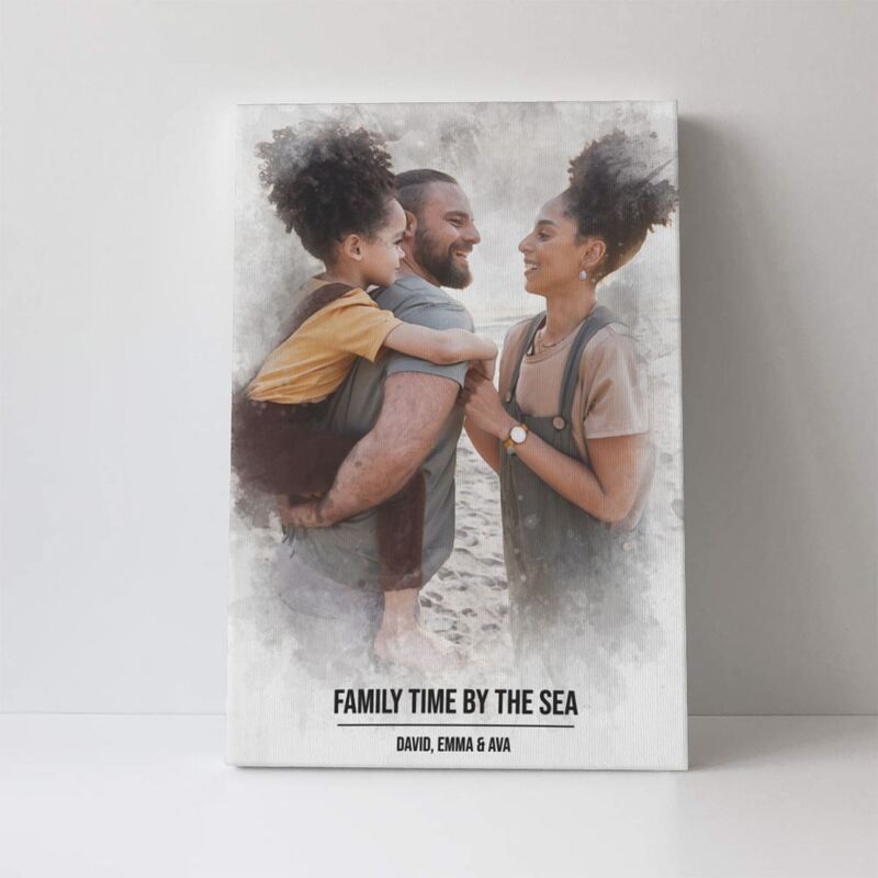 No Frame - Art Custom Canvas for Interracial Couple & Family