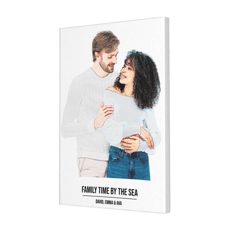 No Frame - Art Custom Canvas for Interracial Couple & Family