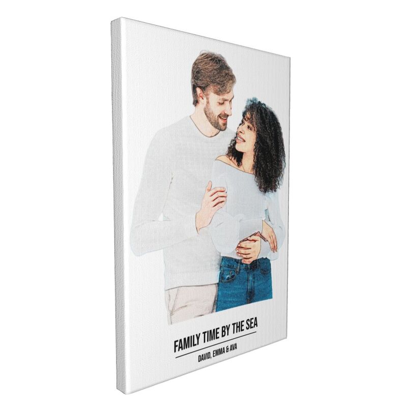 No Frame - Art Custom Canvas for Interracial Couple & Family