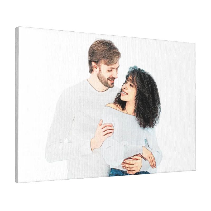 No Frame - Art Custom Canvas for Interracial Couple & Family