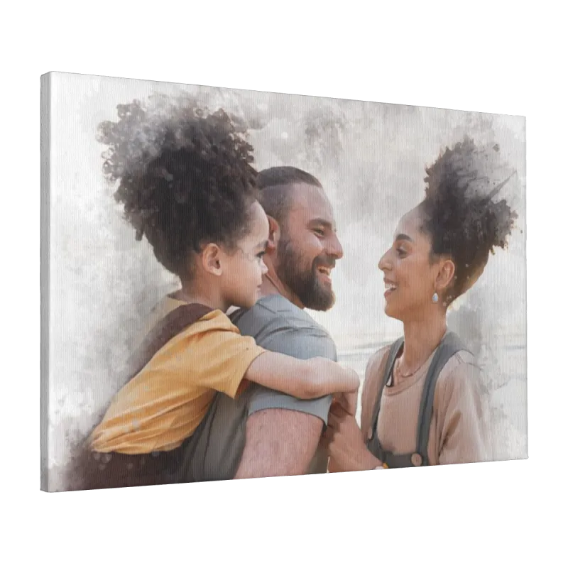 No Frame - Art Custom Canvas for Interracial Couple & Family