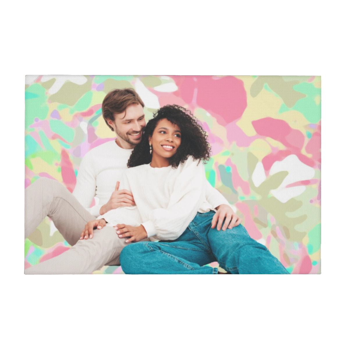 Interracial Couple Custom Canvas Painting