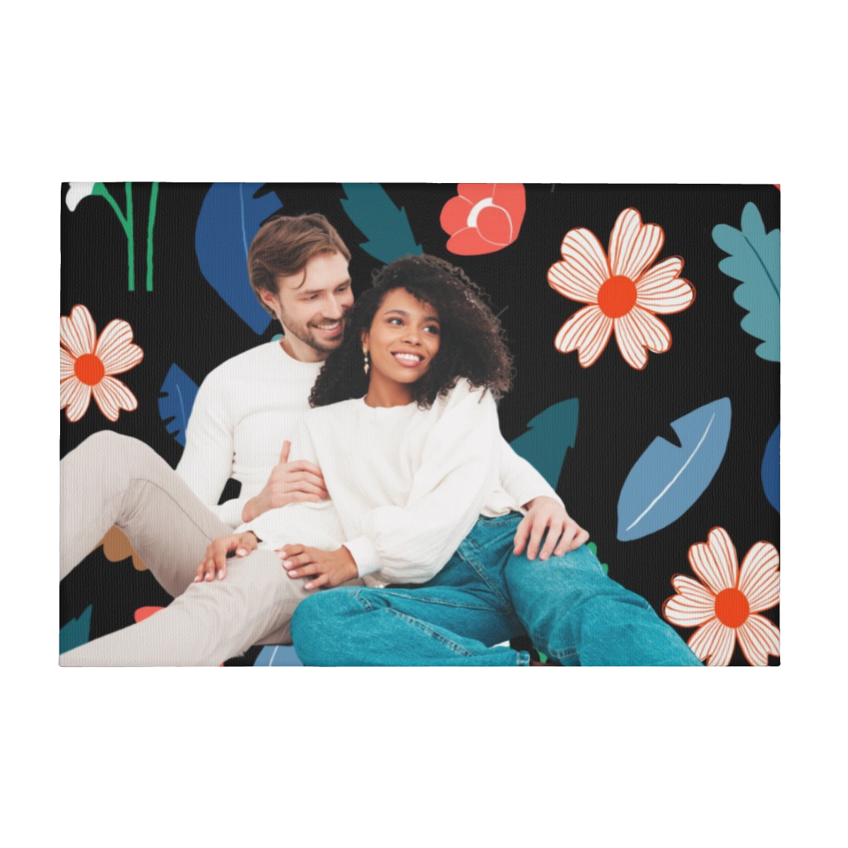 Interracial Couple Custom Canvas Painting