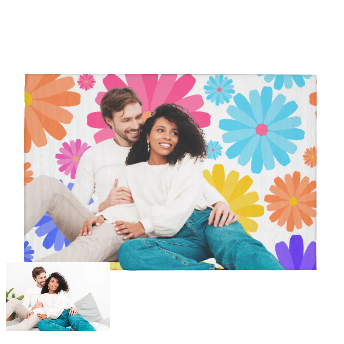 Interracial Couple Custom Canvas Painting