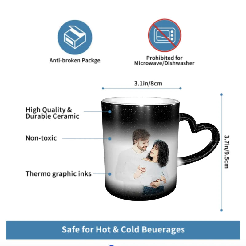 Custom Mug, Coffee Mug with Photo - Color-Changing Starry Sky