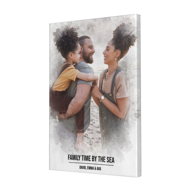 No Frame - Art Custom Canvas for Interracial Couple & Family