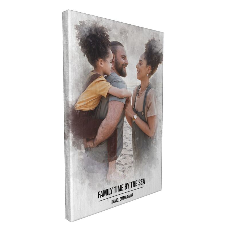 No Frame - Art Custom Canvas for Interracial Couple & Family